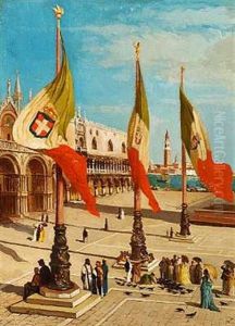 Udsigt Over Markuspladsen I Venedig Set Mod Dogepaladset