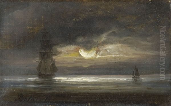 Two Sailing Boats By Moonlight - view 1