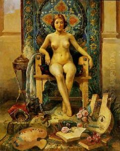 Le Modele Dans L'atelier Du Peintre by Hector Charles Auguste Octave Constance Hanoteau