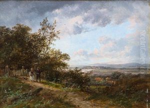 Two Wanderers In A Hilly Landscape