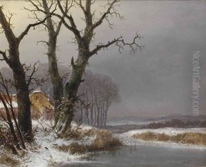 A Serene Winter Landscape by Josefus Gerardus Hans