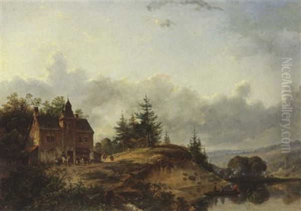 Figures Near A Country House - view 1