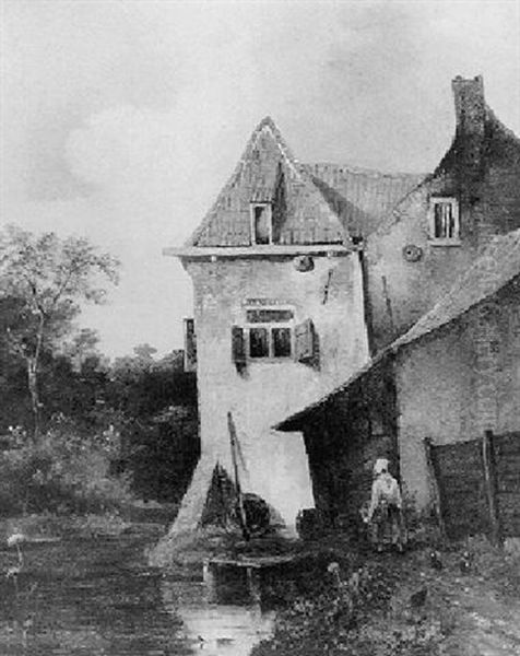 A Figure Near A House On The Waterfront - view 1