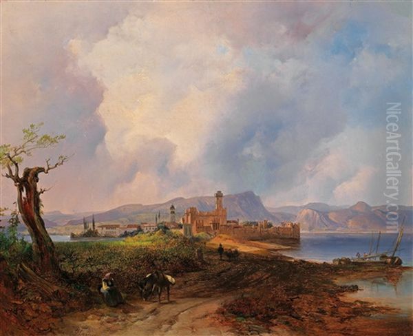 Ansicht Des Castell Sermio, Auf Der Insel Sermione Am Gardasee - view 1