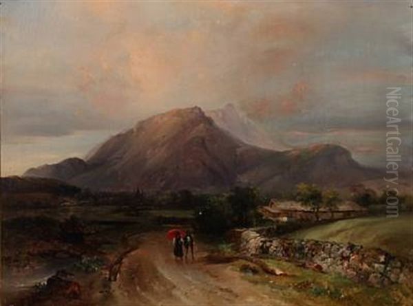 Landscape With An Elderly Walking Couple - view 1