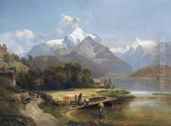 Osterreichischer Bergsee Mit Staffage - view 1