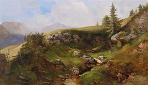 Eine Gebirgslandschaft (nockberge?) by Anton Hansch