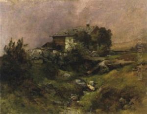 Gebirgslandschaft Mit Bauernhaus