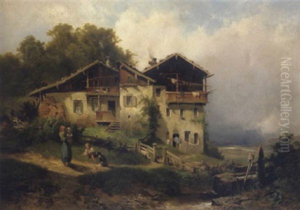 Bauerngehoft Mit Figurlicher Staffage - view 1