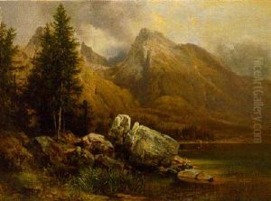 An Alpine Lake Landscape by Anton Hansch