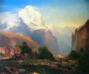 Das Lauterbrunnental Mit Staubachfall by Anton Hansch