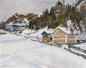 Verschneite Winterlandschaft Mit Gehoft Und Hugelhintergrund by Johannes Haensch