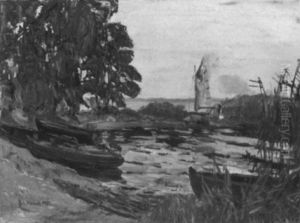 Seeufer Mit Ruderbooten
