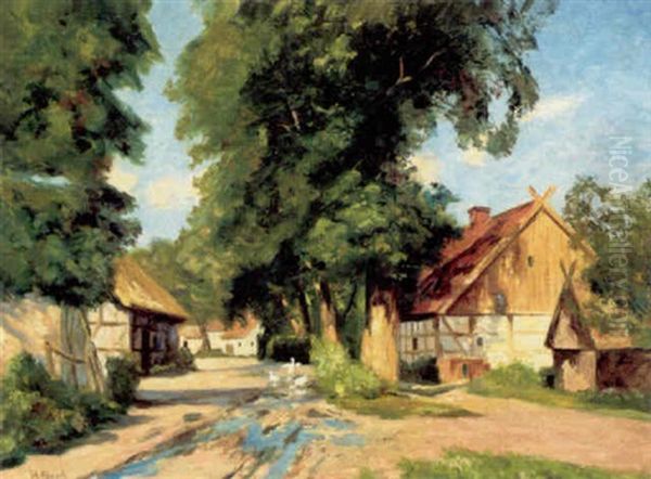 Landsbygade Med Huse Og Store Lovtraeer - view 1