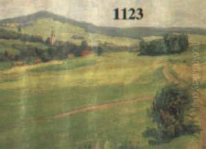 Hugelige Landschaft Mit Kirchdorf Im Tal Hugelige Landschaft Mit Kirchdorf Im Tal