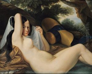 Jeune Femme Nue Dans Une Riviere by Pieter van Hanselaer
