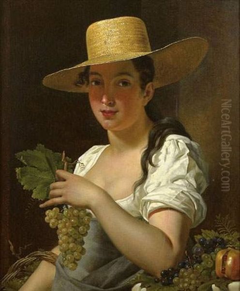 Jeune Femme Au Chapeau Et Aux Raisins - view 1