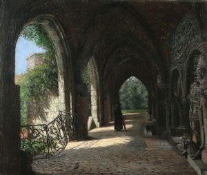 St. Bavon Abbey Cloister View by Adolf Heinrich Claus Hansen
