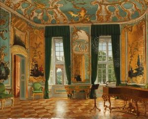 Interior From The Music Room At Sanssouci Palace In Potsdam by Adolf Heinrich Claus Hansen