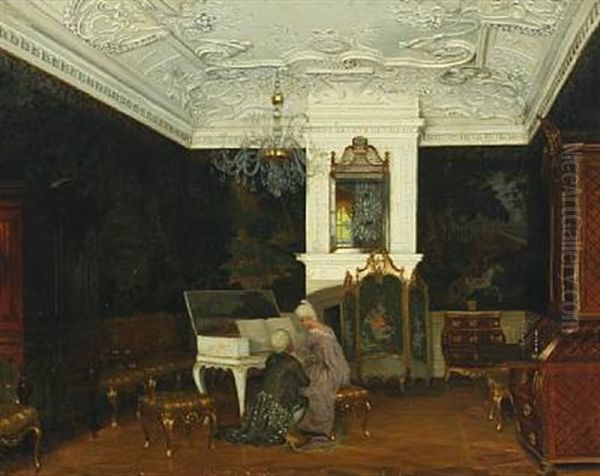 Interior With Courting Couple At Clausholm Castle - view 1