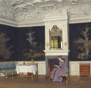 A Mandolin Player In An Interior by Adolf Heinrich Claus Hansen