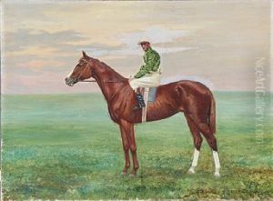 A Jockey On Horseback by Adolf Heinrich Claus Hansen