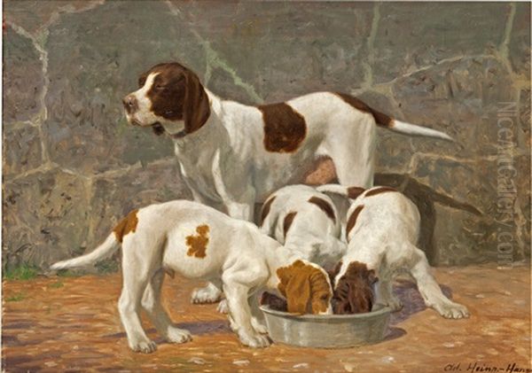 A Pointer With Her Puppies - view 1