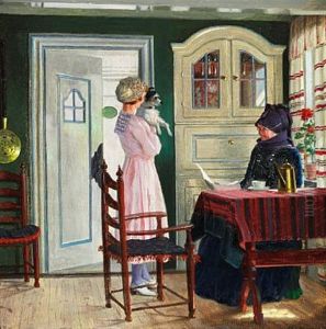 Interior From The Island Of Fano With A Young Lady Visiting A Local Woman Interior From The Island Of Fano With A Young Lady Visiting A Local Woman