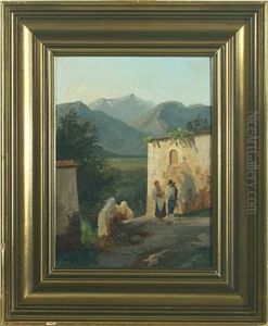 Scenery With People by Adolf Heinrich Claus Hansen