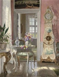 Summer Blooms In An Interior by Adolf Heinrich Claus Hansen