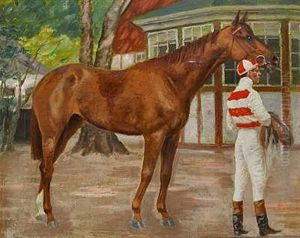 En Jockey Med Sin Hest by Adolf Heinrich Claus Hansen