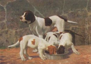 Exterior Med Hund Og Hvalpe Ved Foderskalen