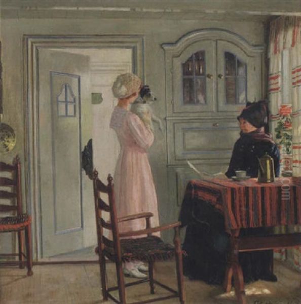 Interior Med Kvinnor Och Hund - view 1