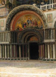 Entrance To Piazza San Marco, Venice by Adolf Heinrich Claus Hansen
