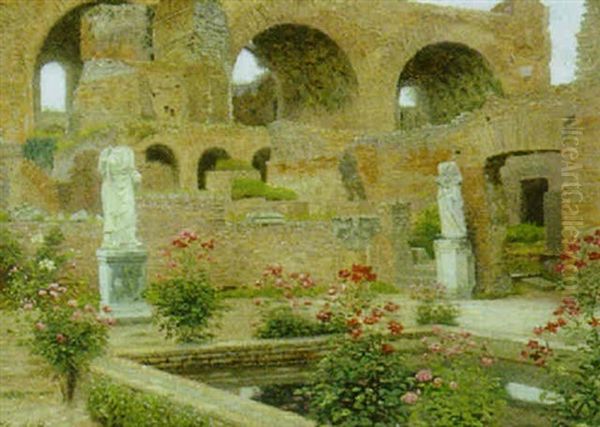 Italienske Ruiner Med Blomstrende Roser - view 1