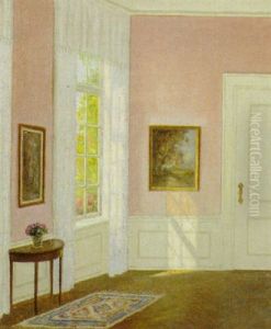 A Salon Interior by Adolf Heinrich Claus Hansen