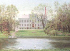 House On The River by Adolf Heinrich Claus Hansen