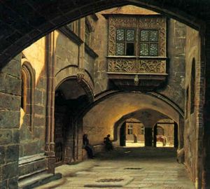 Gardparti Fra Et Gotisk Hus I Nurnberg by Adolf Heinrich Claus Hansen