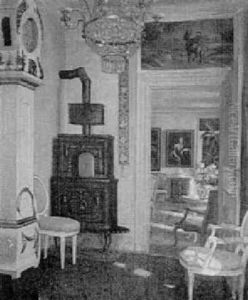 Herrgardsinterior by Adolf Heinrich Claus Hansen