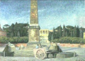 A Piazza, Rome by Adolf Heinrich Claus Hansen