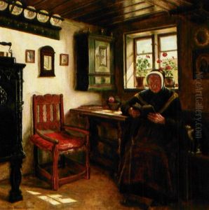 -sondagsfred- Bondestueinterior Fra Jylinge Ved Roskilde Fjord by Anne Marie Hansen