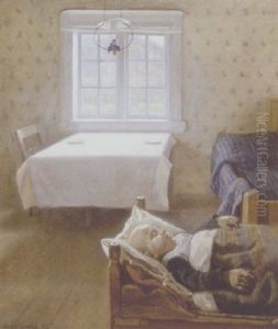 Interior Med Sovende Barn by Asor (Henrik A.) Hansen