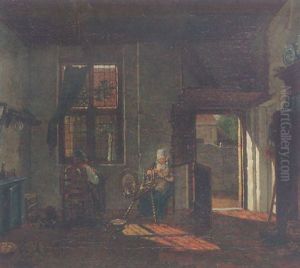 An Interior Of A Cobbler's House by Carel Lodewijk Hansen