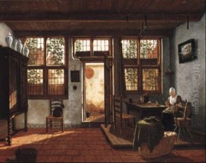 Interior With A Woman Spinning