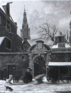 A Cobbler Outside The Gates Of The Agnieten Chapel In Amsterdam by Carel Lodewijk Hansen