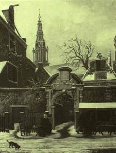 Cobbler Outside The Gates Of The Agnieten Chapel In Amsterdam