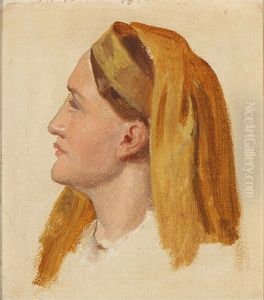 Study Of A Female Head by Constantin Hansen