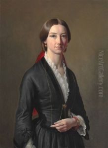 Portrait Of Miss Sophie Caroline Bruun Muus by Constantin Hansen