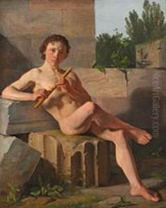 Seated Flute-playing Young Man