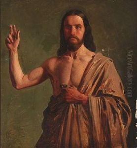 Jesus. Study For The Altarpiece From 1866 In Slaglille Church, Denmark by Constantin Hansen